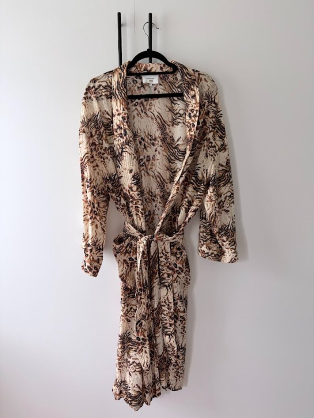 XL Nanushka Kimo Kimono Robe Animal Print Quilted Cotton Designer